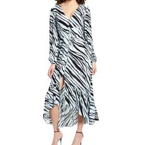 Leith Blue Glow Tiger Print Rayon Midi Dress S